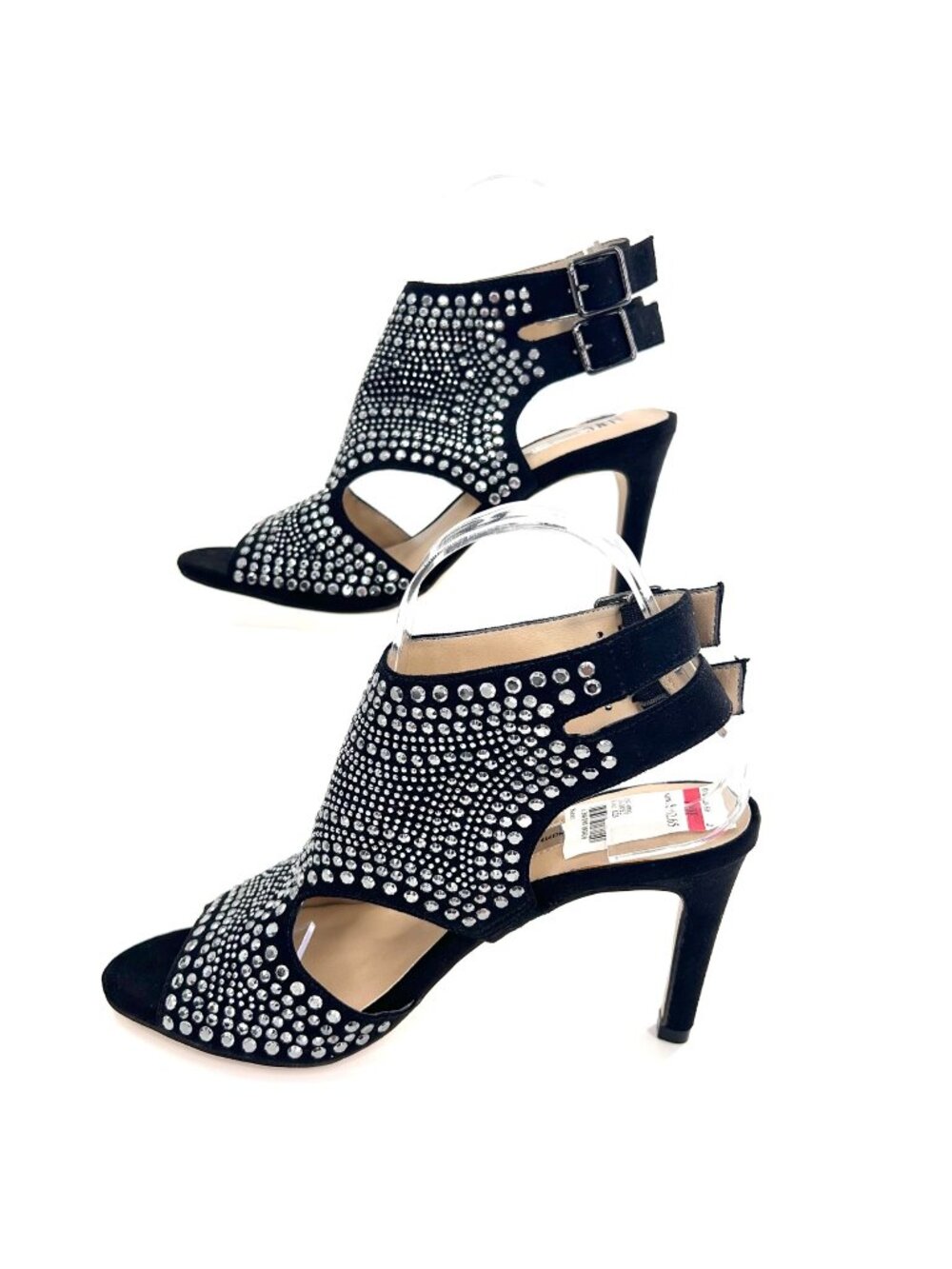 NWT INC INTERNATIONAL CONCEPTS GOLDEEZ SILVER RHINESTONE STUD HEELS - 7M